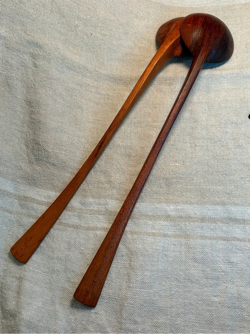 Jens Quistgaard 1950s set of 2 vintage teak spoons marked “Danmark”
